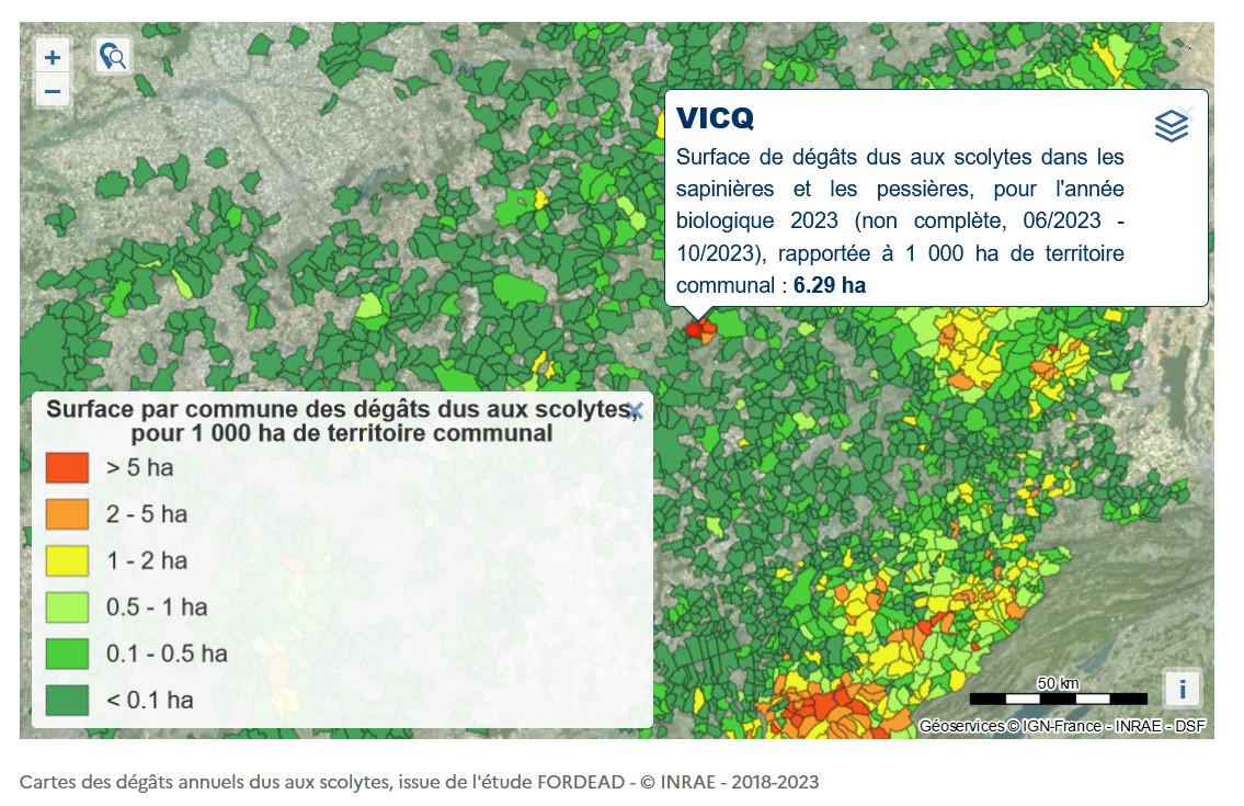 Exemple d'information disponible dans l'observatoire des forêts françaises